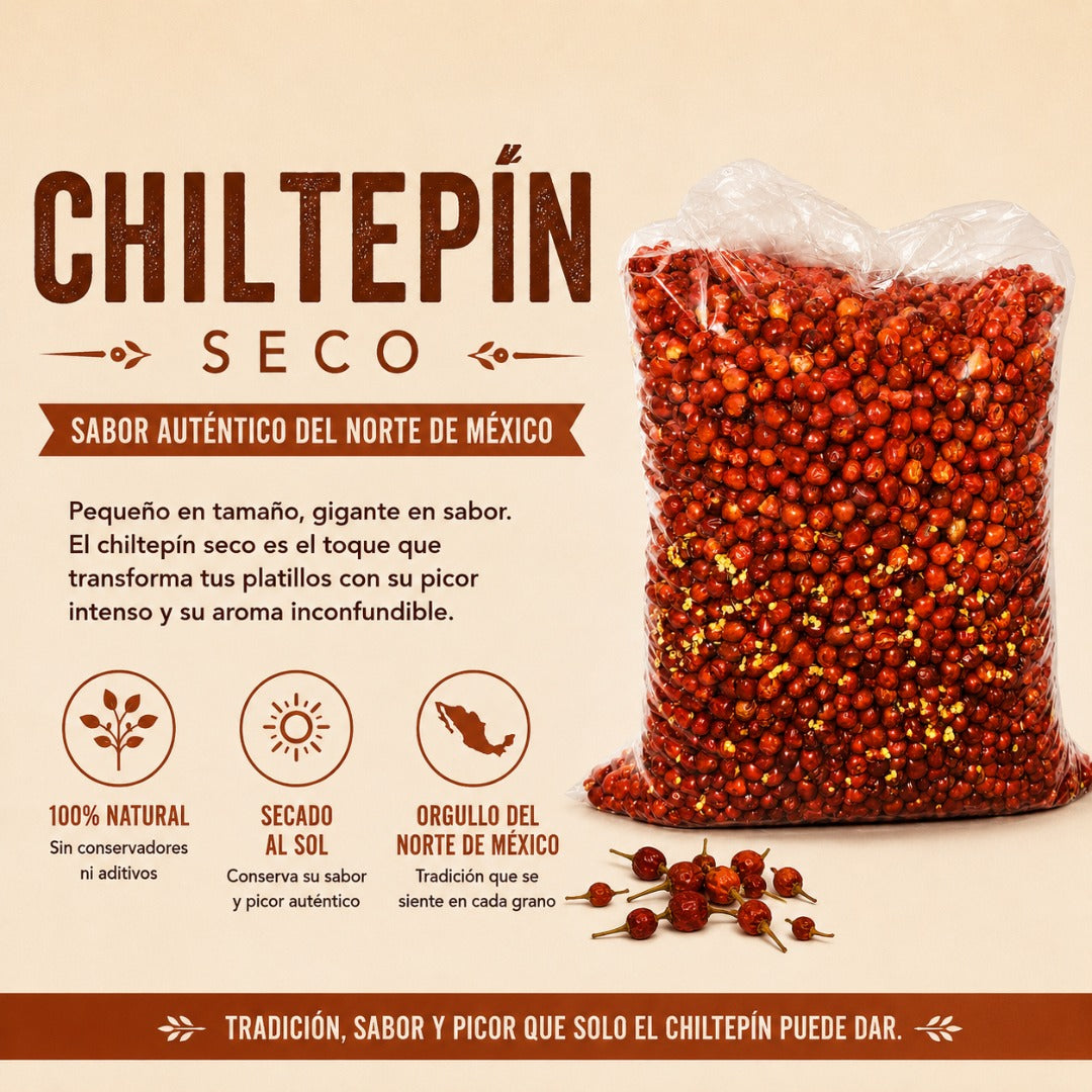 Chile chiltepin seco (deshidratado)