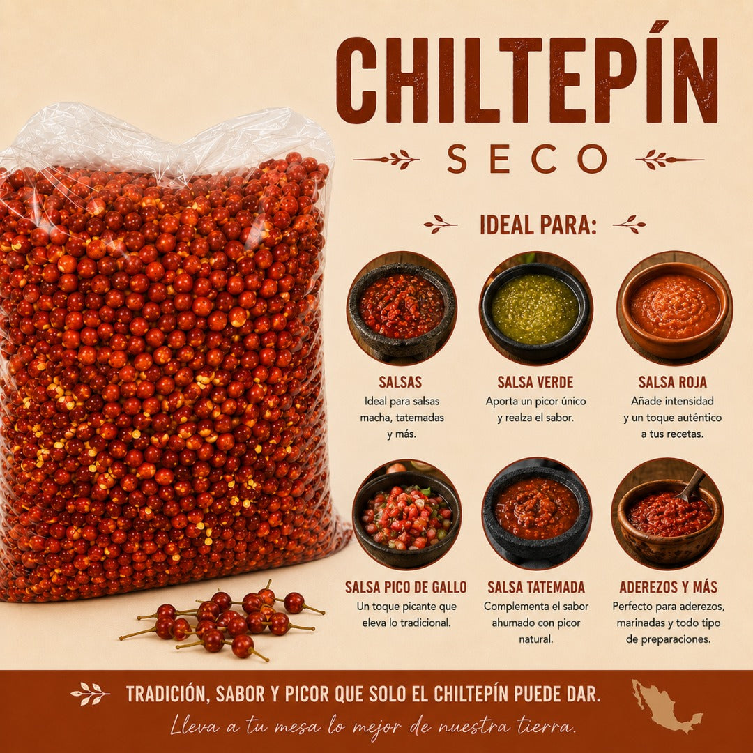Chile chiltepin seco (deshidratado)