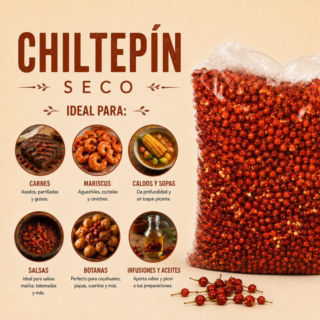Chile chiltepin seco (deshidratado)